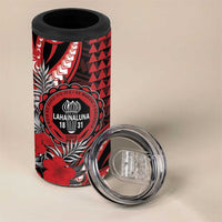 Personalized Hawaii Lahainaluna High School 4 in 1 Can Cooler Tumbler Tribal Tattoo With Hibiscus Flowers LT05 - Polynesian Pride
