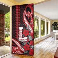Personalized Hawaii Lahainaluna High School Door Cover Tribal Tattoo With Hibiscus Flowers LT05 - Polynesian Pride