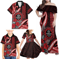 Personalized Hawaii Lahainaluna High School Family Matching Off Shoulder Maxi Dress and Hawaiian Shirt Tribal Tattoo With Hibiscus Flowers LT05 - Polynesian Pride