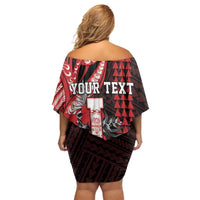 Personalized Hawaii Lahainaluna High School Family Matching Off Shoulder Short Dress and Hawaiian Shirt Tribal Tattoo With Hibiscus Flowers LT05 - Polynesian Pride