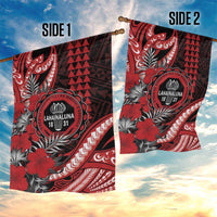 Hawaii Lahainaluna High School Garden Flag Tribal Tattoo With Hibiscus Flowers LT05 - Polynesian Pride