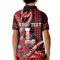 Personalized Hawaii Lahainaluna High School Kid Polo Shirt Tribal Tattoo With Hibiscus Flowers LT05 - Polynesian Pride