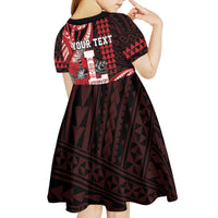Personalized Hawaii Lahainaluna High School Kid Short Sleeve Dress Tribal Tattoo With Hibiscus Flowers LT05 - Polynesian Pride