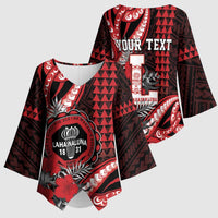 Personalized Hawaii Lahainaluna High School Kimono Sleeve Blouse Tribal Tattoo With Hibiscus Flowers