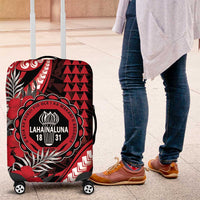 Hawaii Lahainaluna High School Luggage Cover Tribal Tattoo With Hibiscus Flowers LT05 Red - Polynesian Pride