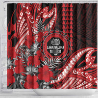 Hawaii Lahainaluna High School Shower Curtain Tribal Tattoo With Hibiscus Flowers LT05 - Polynesian Pride