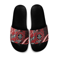 Hawaii Lahainaluna High School Slide Sandals Tribal Tattoo With Hibiscus Flowers
