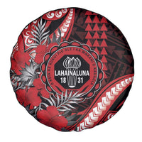 Hawaii Lahainaluna High School Spare Tire Cover Tribal Tattoo With Hibiscus Flowers LT05 - Polynesian Pride