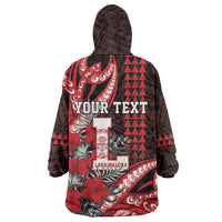 Personalized Hawaii Lahainaluna High School Wearable Blanket Hoodie Tribal Tattoo With Hibiscus Flowers LT05 - Polynesian Pride