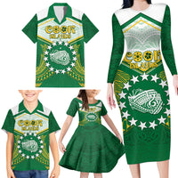 Personalised Cook Islands Ra o te Ui Ariki Family Matching Long Sleeve Bodycon Dress and Hawaiian Shirt Polynesian Pattern LT05 - Polynesian Pride