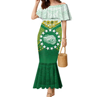 Personalised Cook Islands Ra o te Ui Ariki Family Matching Mermaid Dress and Hawaiian Shirt Polynesian Pattern LT05 Mom's Dress Green - Polynesian Pride