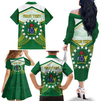 Personalised Cook Islands Ra o te Ui Ariki Family Matching Off The Shoulder Long Sleeve Dress and Hawaiian Shirt Polynesian Pattern LT05 - Polynesian Pride