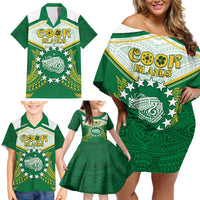 Personalised Cook Islands Ra o te Ui Ariki Family Matching Off Shoulder Short Dress and Hawaiian Shirt Polynesian Pattern LT05 - Polynesian Pride