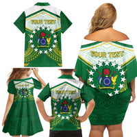 Personalised Cook Islands Ra o te Ui Ariki Family Matching Off Shoulder Short Dress and Hawaiian Shirt Polynesian Pattern LT05 - Polynesian Pride