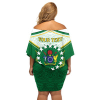 Personalised Cook Islands Ra o te Ui Ariki Family Matching Off Shoulder Short Dress and Hawaiian Shirt Polynesian Pattern LT05 - Polynesian Pride