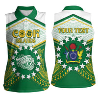 Personalised Cook Islands Ra o te Ui Ariki Women Sleeveless Polo Shirt Polynesian Pattern