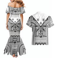 White Philippines Sun Star Couples Matching Mermaid Dress and Hawaiian Shirt Igorot Tribal Inspiration LT05 - Polynesian Pride