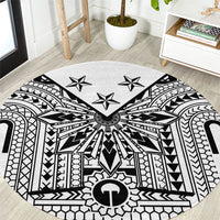 White Philippines Sun Star Round Carpet Igorot Tribal Inspiration
