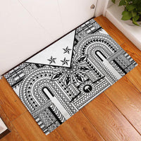 White Philippines Sun Star Rubber Doormat Igorot Tribal Inspiration