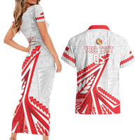 Custom Tonga Rugby 2024 Pacific Couples Matching Short Sleeve Bodycon Dress and Hawaiian Shirt Go Ikale Tahi LT05 - Polynesian Pride
