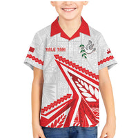 Custom Tonga Rugby 2024 Pacific Family Matching Mermaid Dress and Hawaiian Shirt Go Ikale Tahi LT05 Son's Shirt White - Polynesian Pride