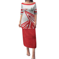 Custom Tonga Rugby 2024 Pacific Family Matching Puletasi and Hawaiian Shirt Go Ikale Tahi LT05 Mom's Dress White - Polynesian Pride