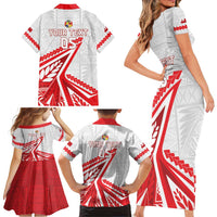 Custom Tonga Rugby 2024 Pacific Family Matching Short Sleeve Bodycon Dress and Hawaiian Shirt Go Ikale Tahi LT05 - Polynesian Pride