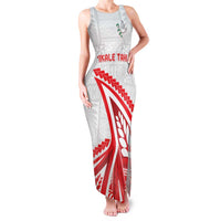 Custom Tonga Rugby 2024 Pacific Family Matching Tank Maxi Dress and Hawaiian Shirt Go Ikale Tahi LT05 Mom's Dress White - Polynesian Pride