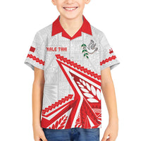 Custom Tonga Rugby 2024 Pacific Family Matching Tank Maxi Dress and Hawaiian Shirt Go Ikale Tahi LT05 Son's Shirt White - Polynesian Pride
