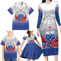 Custom Samoa Rugby 2024 Pacific Family Matching Long Sleeve Bodycon Dress and Hawaiian Shirt Go Manu Samoa LT05 - Polynesian Pride
