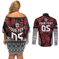 Custom Flying Fijians Rugby 2024 Pacific Couples Matching Off Shoulder Short Dress and Long Sleeve Button Shirt Go Fiji LT05 - Polynesian Pride