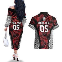 Custom Flying Fijians Rugby 2024 Pacific Couples Matching Off The Shoulder Long Sleeve Dress and Hawaiian Shirt Go Fiji LT05 - Polynesian Pride