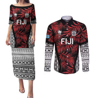 Custom Flying Fijians Rugby 2024 Pacific Couples Matching Puletasi and Long Sleeve Button Shirt Go Fiji LT05 Black - Polynesian Pride