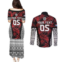 Custom Flying Fijians Rugby 2024 Pacific Couples Matching Puletasi and Long Sleeve Button Shirt Go Fiji LT05 - Polynesian Pride