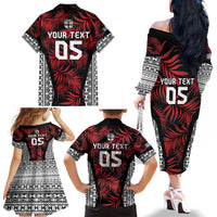 Custom Flying Fijians Rugby 2024 Pacific Family Matching Off The Shoulder Long Sleeve Dress and Hawaiian Shirt Go Fiji LT05 - Polynesian Pride