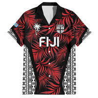 Custom Flying Fijians Rugby 2024 Pacific Family Matching Off Shoulder Short Dress and Hawaiian Shirt Go Fiji LT05 Dad's Shirt - Short Sleeve Black - Polynesian Pride