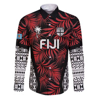 Custom Flying Fijians Rugby 2024 Pacific Family Matching Puletasi and Hawaiian Shirt Go Fiji LT05 Dad's Shirt - Long Sleeve Black - Polynesian Pride