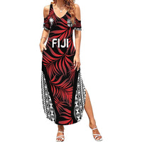 Custom Flying Fijians Rugby 2024 Pacific Family Matching Summer Maxi Dress and Hawaiian Shirt Go Fiji LT05 Mom's Dress Black - Polynesian Pride