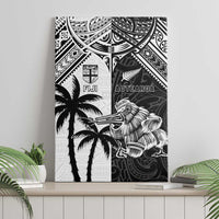 New Zealand And Fiji Rugby 2024 Canvas Wall Art Maori Kiwi With Fijian Palm Tree LT05 - Polynesian Pride