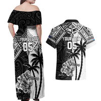 Custom New Zealand And Fiji Rugby 2024 Couples Matching Off Shoulder Maxi Dress and Hawaiian Shirt Maori Kiwi With Fijian Palm Tree LT05 - Polynesian Pride