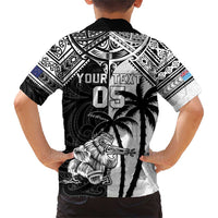 Custom New Zealand And Fiji Rugby 2024 Family Matching Short Sleeve Bodycon Dress and Hawaiian Shirt Maori Kiwi With Fijian Palm Tree LT05 - Polynesian Pride