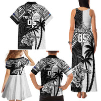 Custom New Zealand And Fiji Rugby 2024 Family Matching Tank Maxi Dress and Hawaiian Shirt Maori Kiwi With Fijian Palm Tree LT05 - Polynesian Pride