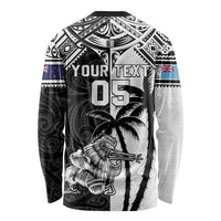 Custom New Zealand And Fiji Rugby 2024 Long Sleeve Shirt Maori Kiwi With Fijian Palm Tree LT05 - Polynesian Pride