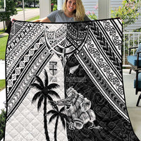 New Zealand And Fiji Rugby 2024 Quilt Maori Kiwi With Fijian Palm Tree LT05 Black - Polynesian Pride