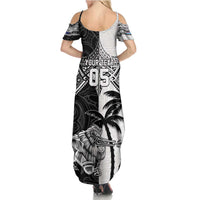 Custom New Zealand And Fiji Rugby 2024 Summer Maxi Dress Maori Kiwi With Fijian Palm Tree LT05 - Polynesian Pride