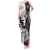 Custom New Zealand And Fiji Rugby 2024 Tank Maxi Dress Maori Kiwi With Fijian Palm Tree LT05 Women Black - Polynesian Pride