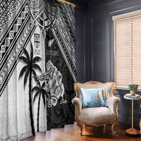New Zealand And Fiji Rugby 2024 Window Curtain Maori Kiwi With Fijian Palm Tree LT05 - Polynesian Pride