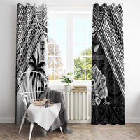 New Zealand And Fiji Rugby 2024 Window Curtain Maori Kiwi With Fijian Palm Tree LT05 - Polynesian Pride