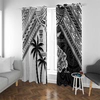 New Zealand And Fiji Rugby 2024 Window Curtain Maori Kiwi With Fijian Palm Tree LT05 With Grommets Black - Polynesian Pride
