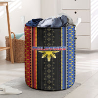 Philippines Filipinos Laundry Basket Igorot Tribal Inspiration Pattern Style LT05 Black - Polynesian Pride